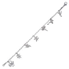 .22 Carat Diamond White Gold Animal Insect Charm Bracelet