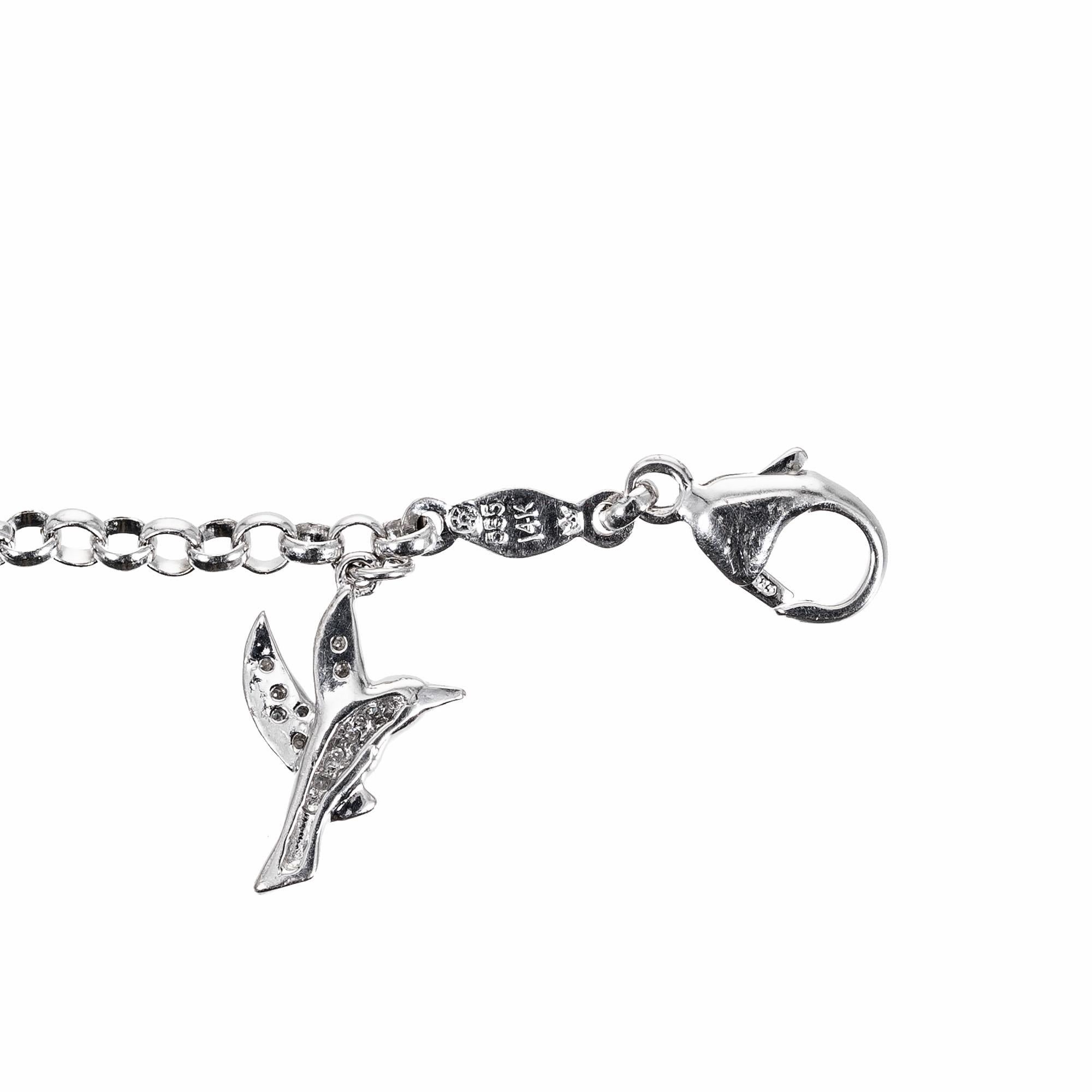 Round Cut .22 Carat Diamond White Gold Animal Insect Charm Bracelet For Sale