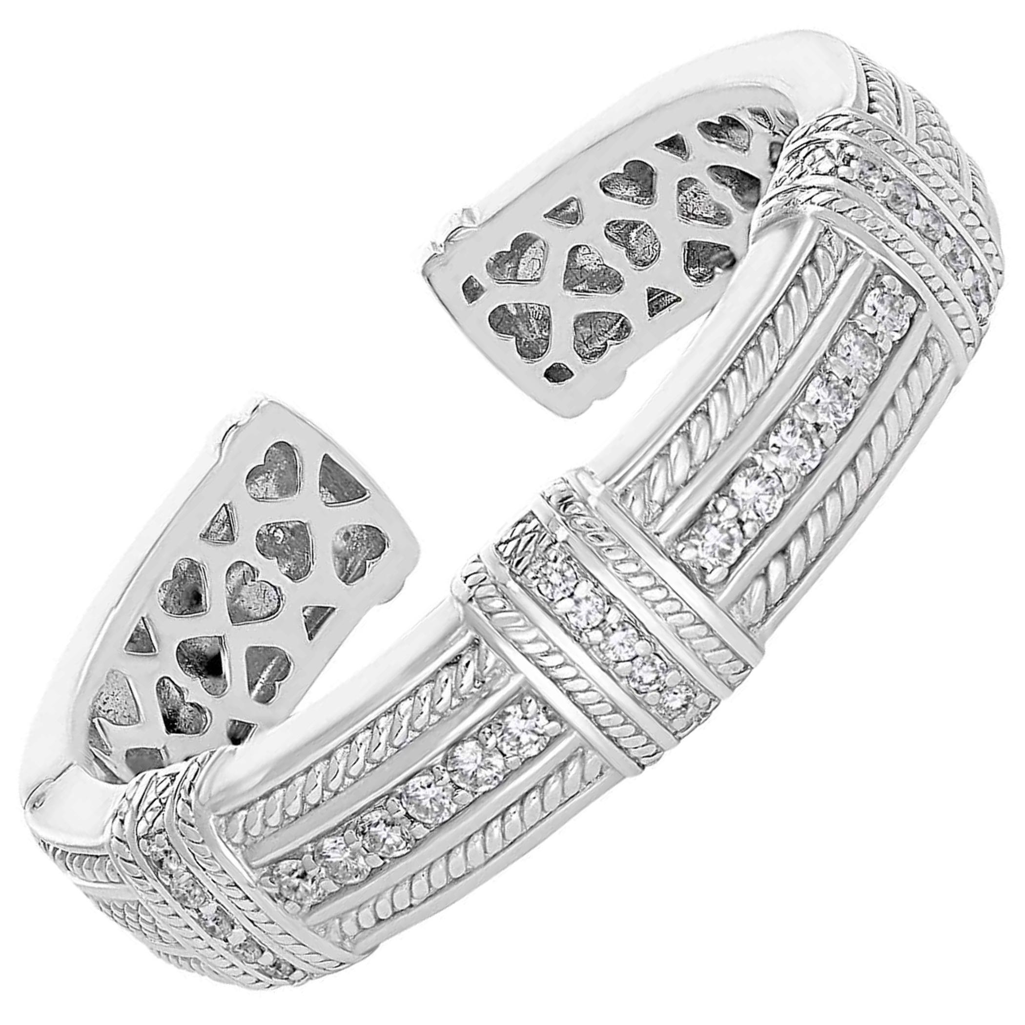 2.2 Carat Diamonds and 83 Gm 18 Karat Gold Cuff Bangle Bracelet Judith Ripka For Sale