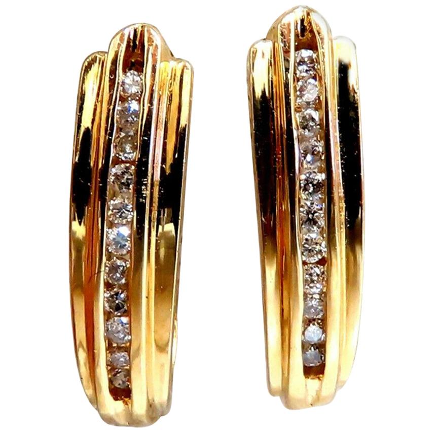 .22 Carat Diamonds Semi Hoop Earrings 14 Karat For Sale