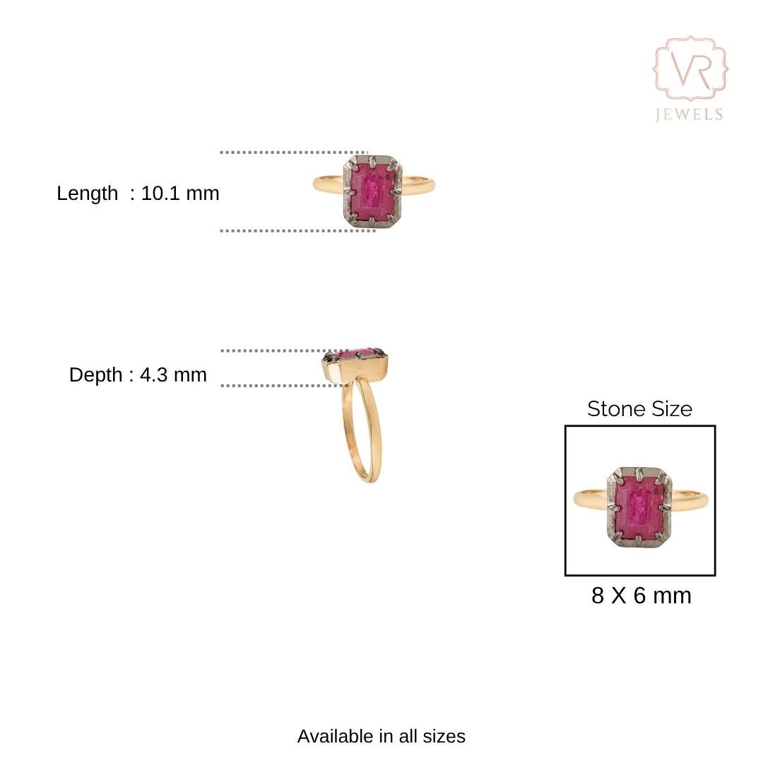 Im Angebot: Statement-Ring mit 2,2 Karat Rubin im Smaragdschliff aus 18 Karat Gelbgold mit schwarzem Rhodium () 14