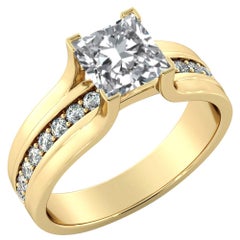 2.2 Carat GIA Princess Cut Diamond Engagement Ring, Bridge Channel Set Ring