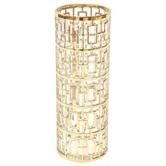 22-Carat Gold-Plated Shoju Screen Greek Key Overlay Glass Vase, Martini Shaker