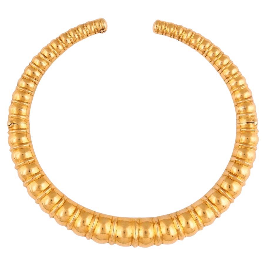 LALAOUNIS 22 Carat Gold Torque Of Graduated Rounded Rib Design. Circa 1970's For Sale