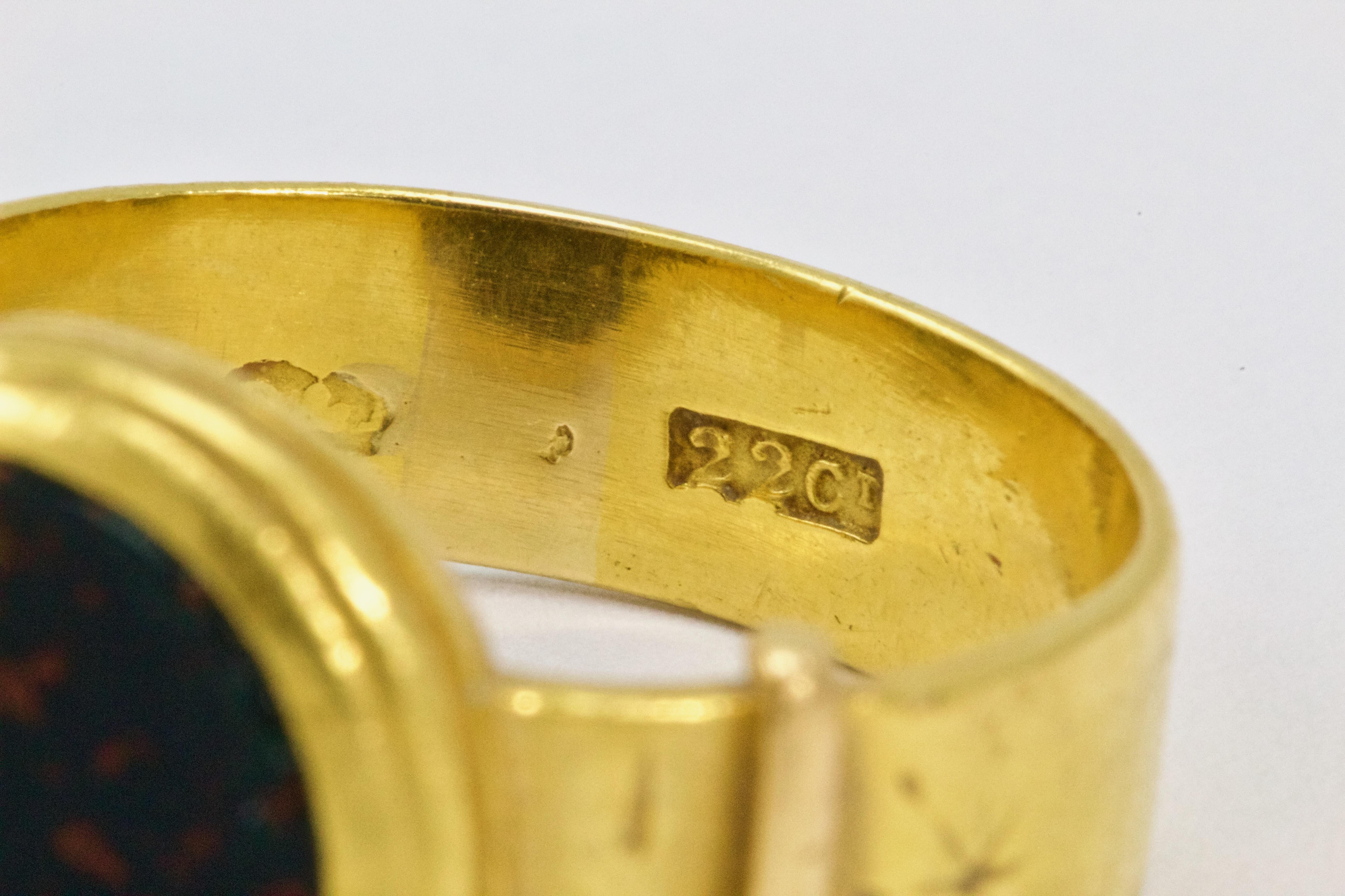 Men's 22 Carat Gold Victorian Bloodstone Signet Ring