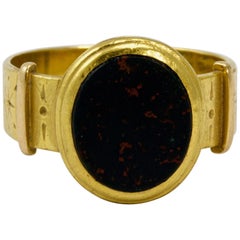 Antique 22 Carat Gold Victorian Bloodstone Signet Ring