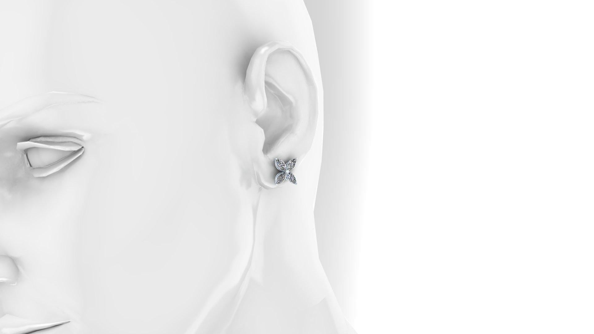 2.35 Carat Marquise Diamond Flower Platinum Earrings im Zustand „Neu“ im Angebot in New York, NY