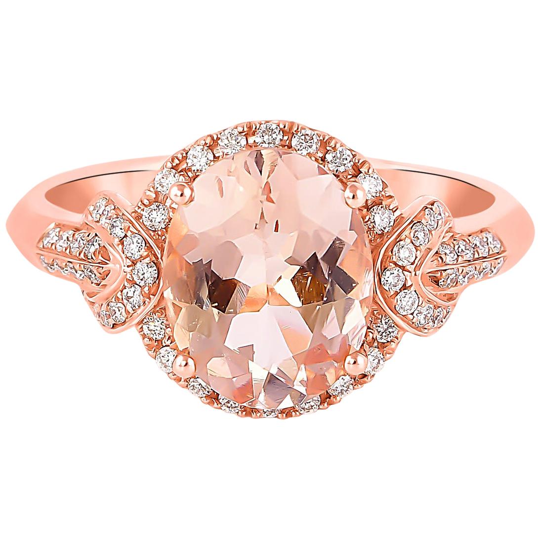 Sunita Nahata Morganite 2.20ct. Fancy Ring in 18Karat Rose Gold with Diamond