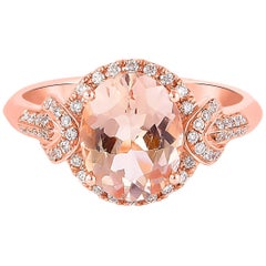 2.2 Karat Morganit und Diamantring aus 18 Karat Roségold