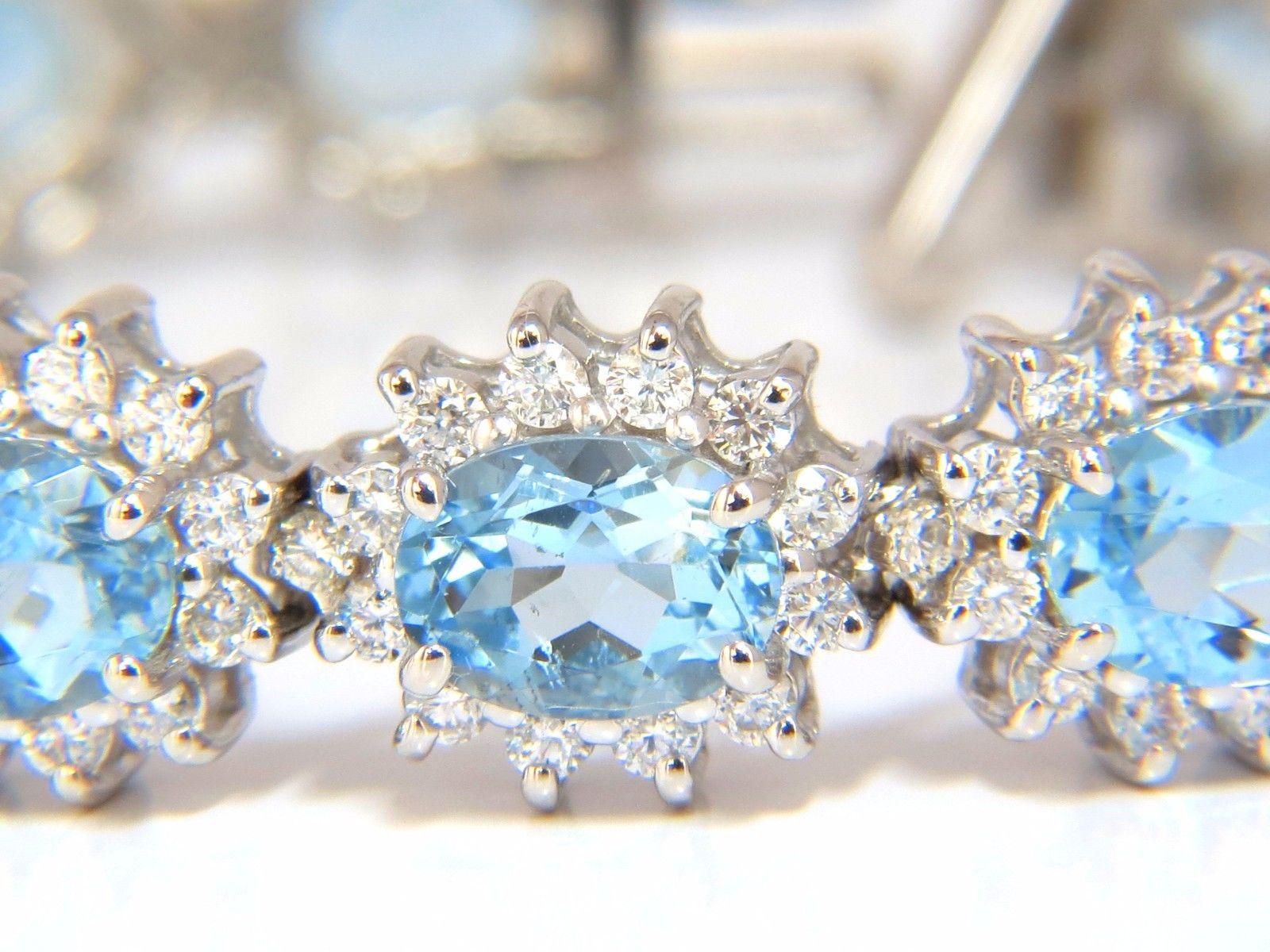 22 Carat Natural Aquamarines Diamonds Bracelet 14 Karat G.VS In New Condition In New York, NY