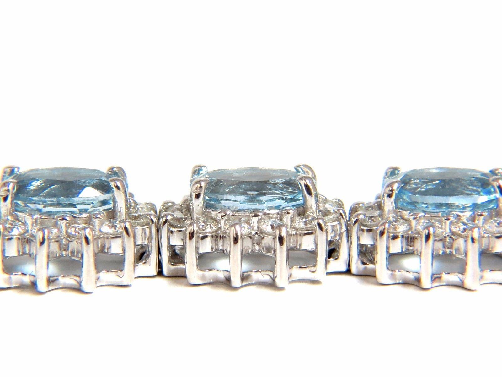 22 Carat Natural Aquamarines Diamonds Bracelet 14 Karat G.VS 1