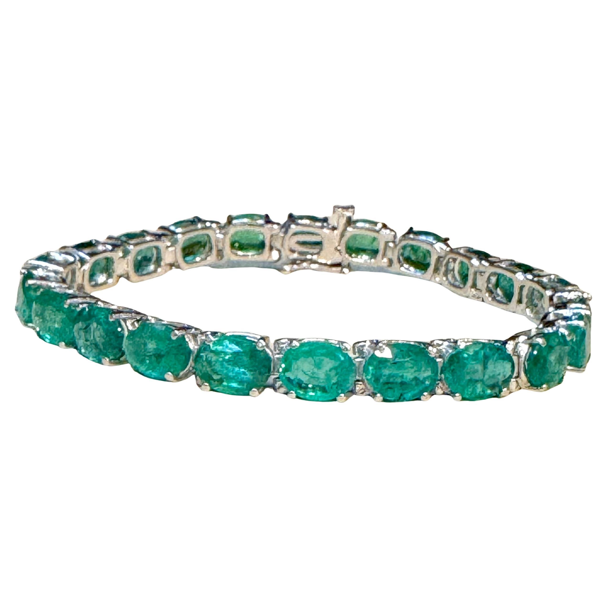 Esmeralda natural de 22 quilates Pulsera de tenis de cóctel Oro blanco de 14 quilates 7