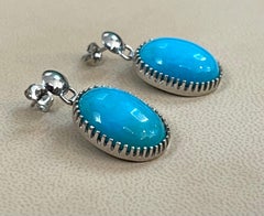 22 Carati Naturale Bella Addormentata Turchese Orecchino da Cocktail Oro Bianco 18 Carati