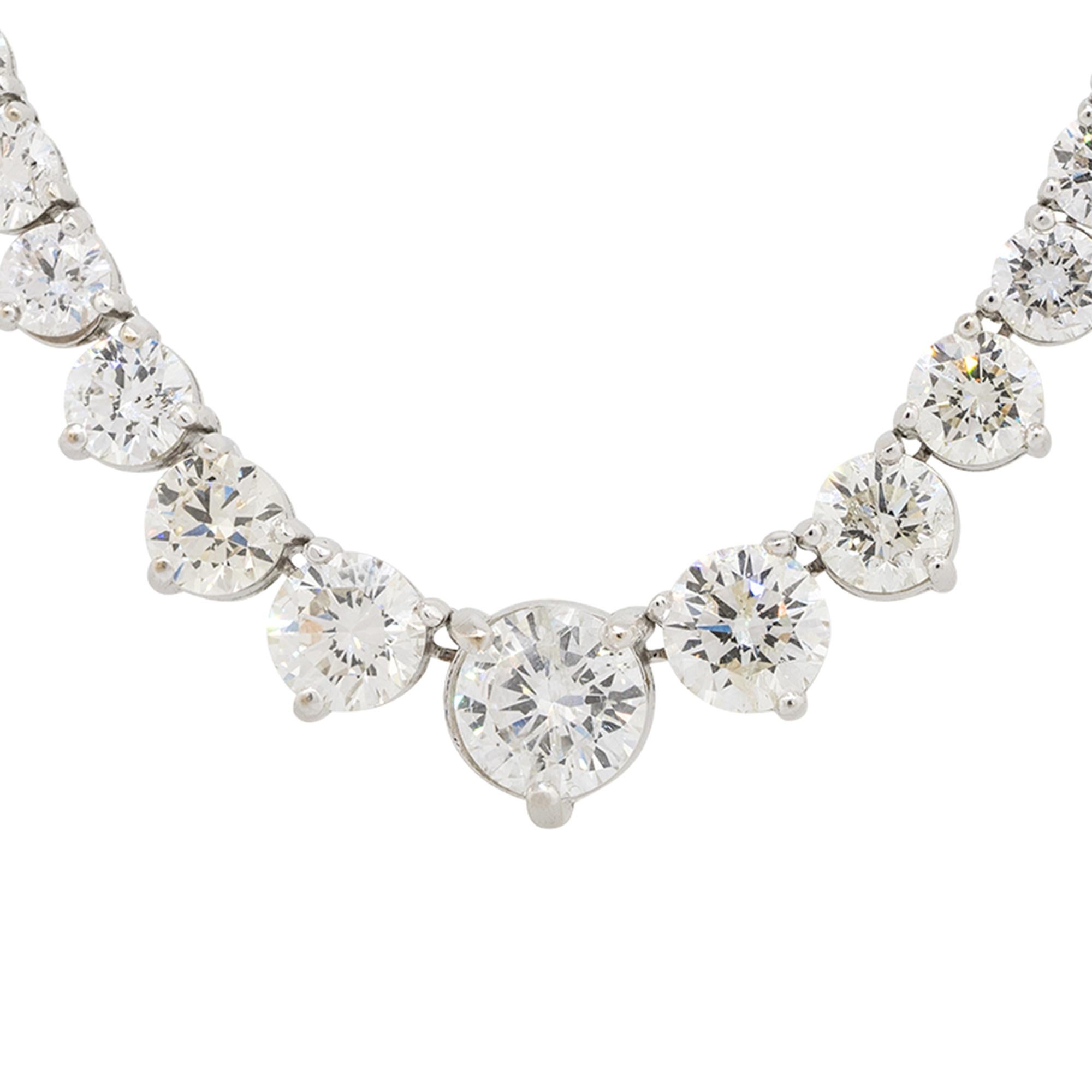 Material: 18k white gold
Diamond Details: Approx. 22ctw of round cut Diamonds. Diamonds are G/H in color and VS in clarity
Measurements: Necklace measures 17