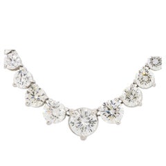 22 Carat of Round Graduated Diamond Tennis Necklace 18 Karat in Stock