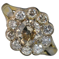 2,2 Karat Alter Diamant 18 Karat Gold Cluster Verlobungsring