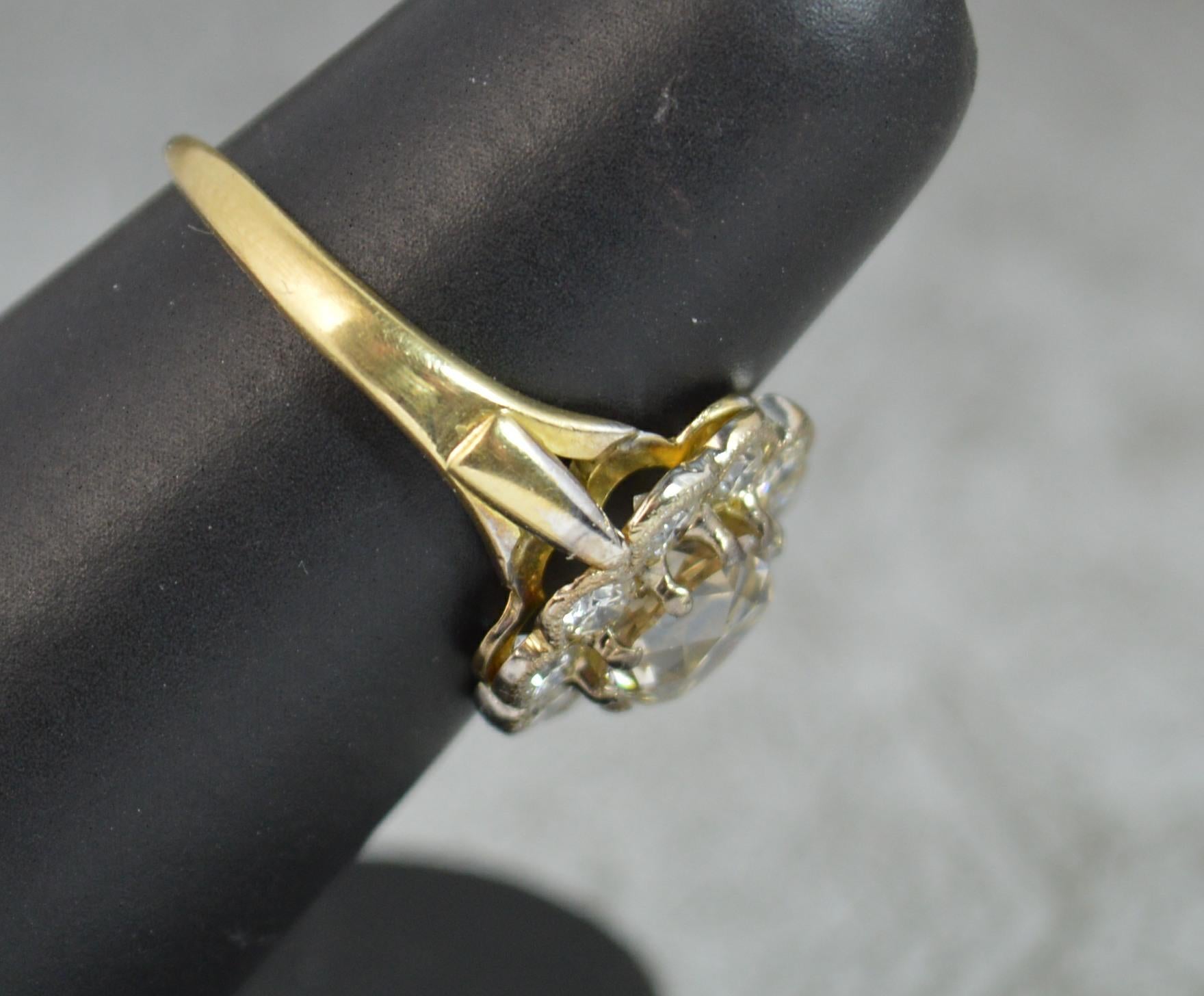 2.2 Carat Old Diamond 18 Carat Gold Cluster Engagement Ring 3