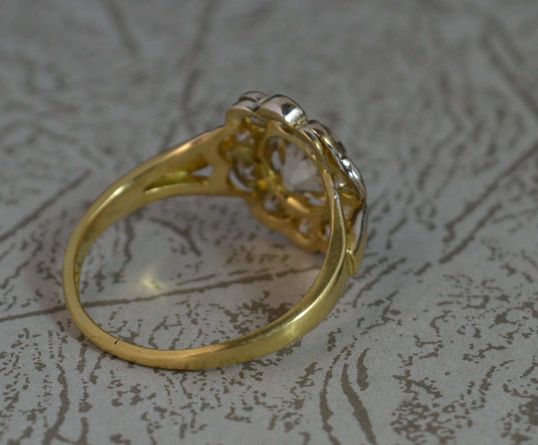 2.2 Carat Old Diamond 18 Carat Gold Cluster Engagement Ring 4