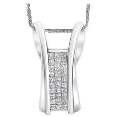 2.collier avec pendentif en diamant taille princesse de 2 carats en or blanc 14 carats avec chaîne