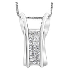 2.2 Carat Princess Cut Diamond Pendant/ Necklace 14 Karat White Gold with Chain