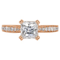 2,2 Karat Prinzessinnen-Diamantring Brillant Weiß 14K Gold Quiet Power Signature
