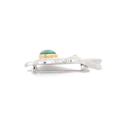 2.2 Carat Emerald Diamond Rabbit Brooch in 18k Solid White Gold, Unisex Gifts