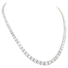 22 Carat Riviera Diamond Tennis Necklace 18k White Gold