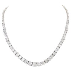 22 Carat Riviera Diamond Tennis Necklace 18k White Gold