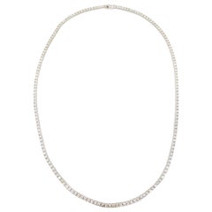 22 Carat Round Diamond White Gold Tennis Necklace