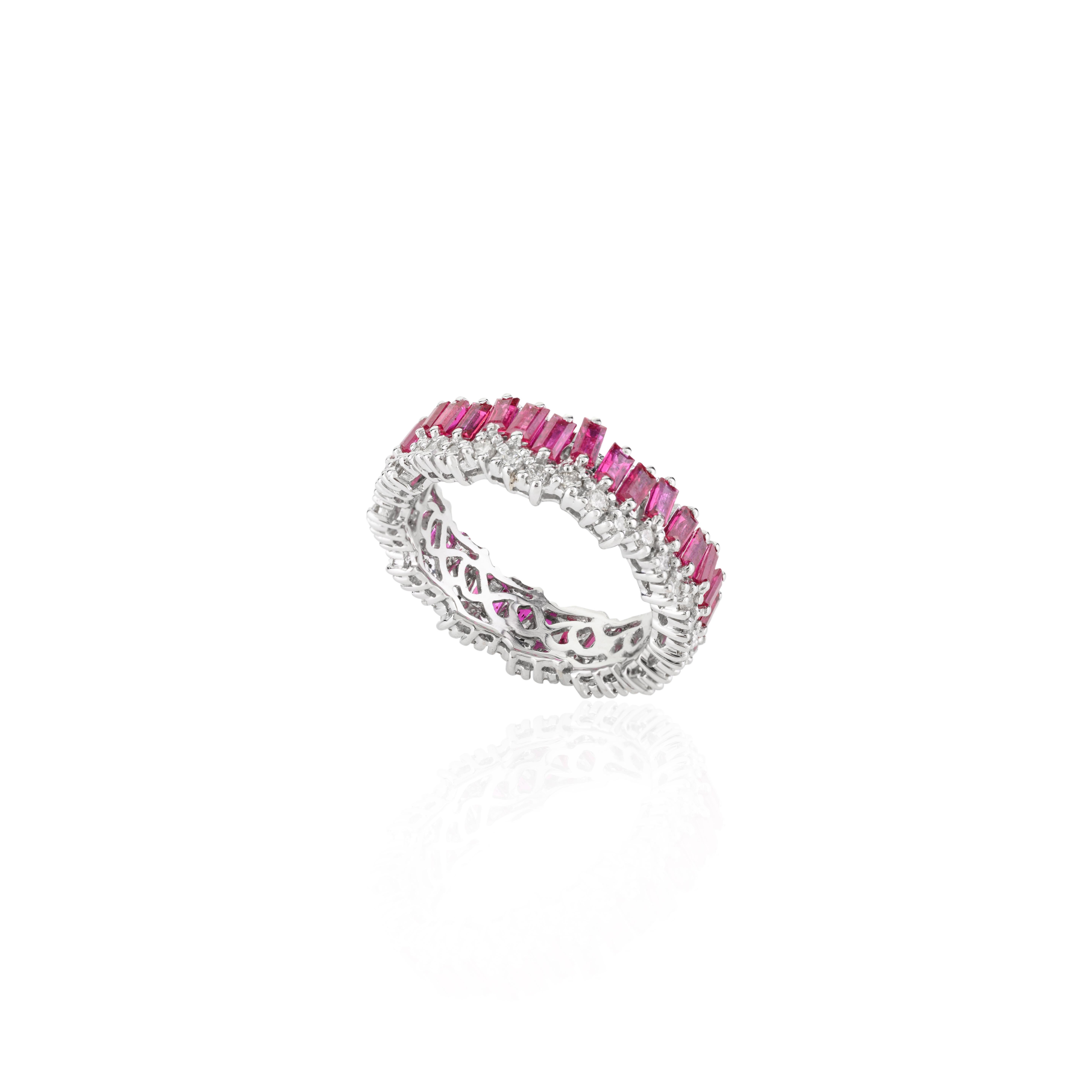 For Sale:  2.2 Carat Ruby and Diamond Engagement Band Ring in 18k White Gold 4