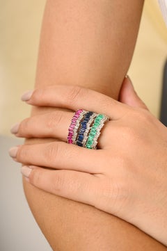 2.2 Carat Ruby and Diamond Engagement Band Ring in 18k White Gold