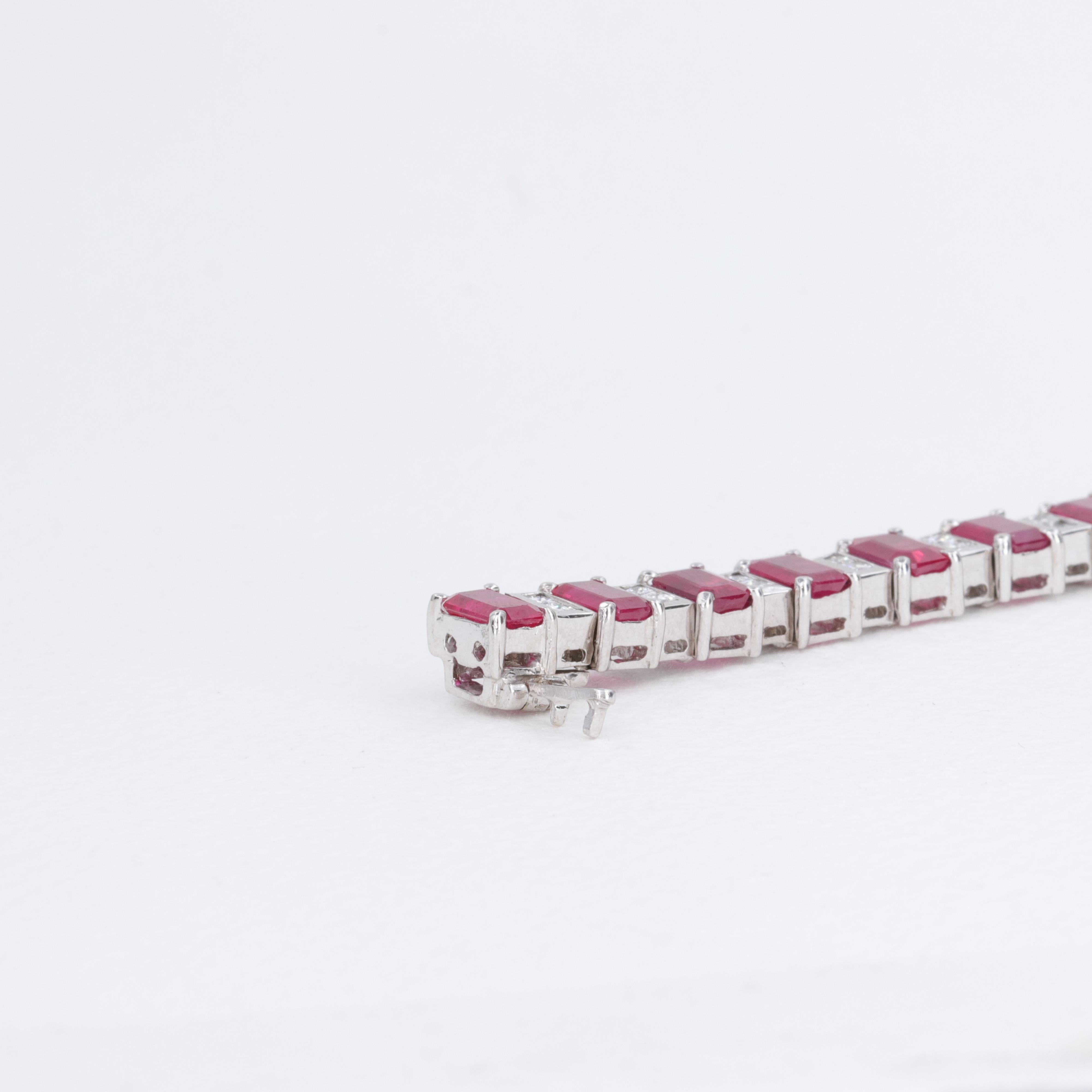 Women's or Men's 22 Carat Ruby and Diamond Tennis Bracelet For Sale