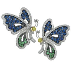 2.2 Carat Sapphire and Diamond Butterfly Earrings