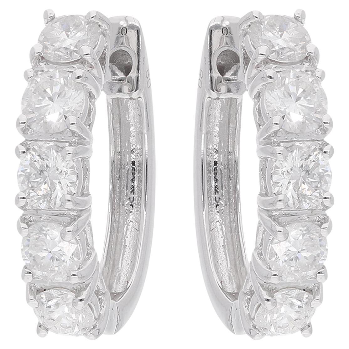 2,2 Karat SI Reinheit HI Farbe Diamant Kleiner Reif Ohrringe 14 Karat Weißgold