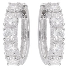 Orecchini a cerchio piccoli con diamante da 2,2 carati SI Clarity HI Color Oro bianco 18 carati