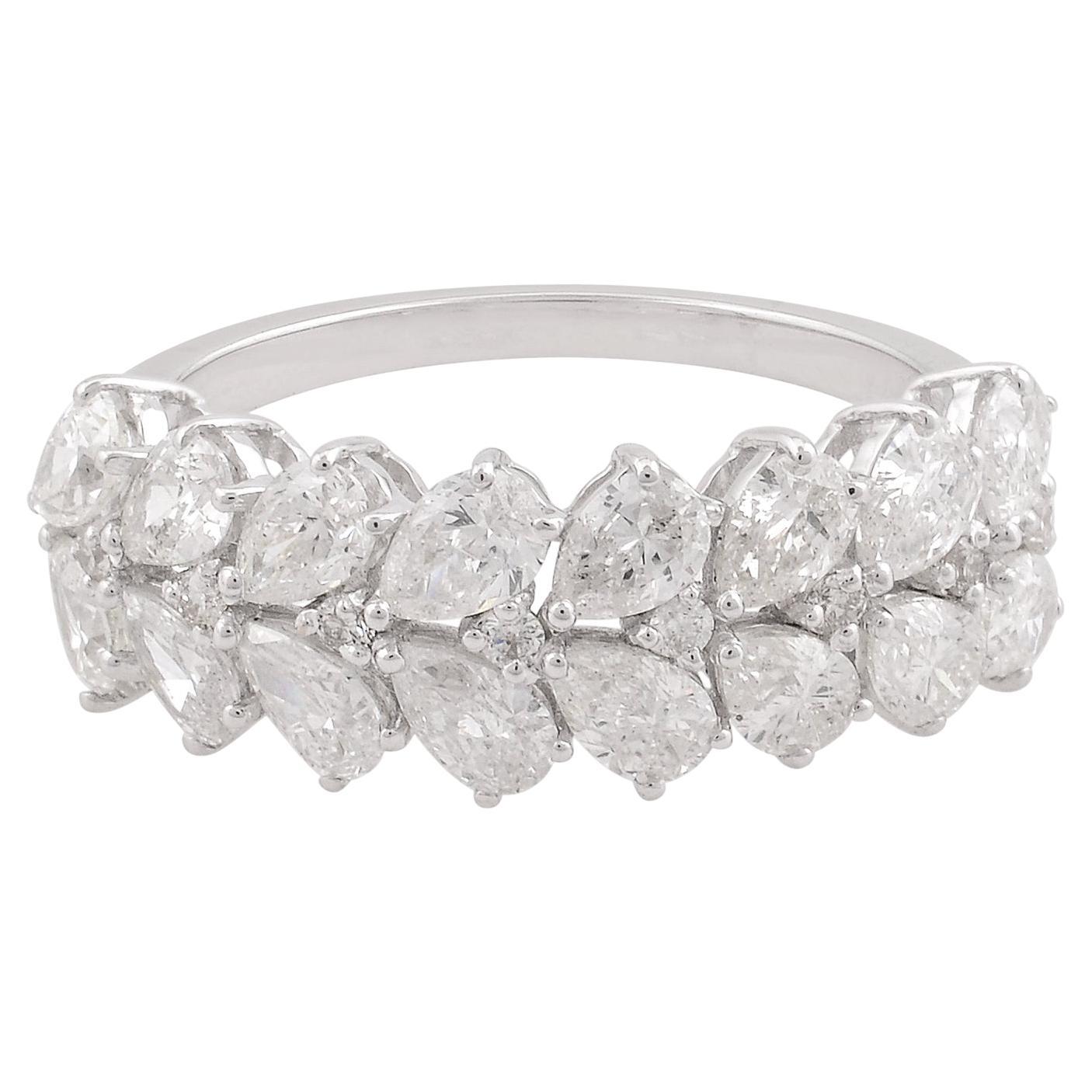 2,2 Karat SI Reinheit HI Farbe Birnen-Diamant Halb-Eternity-Ring 18 Karat Gold