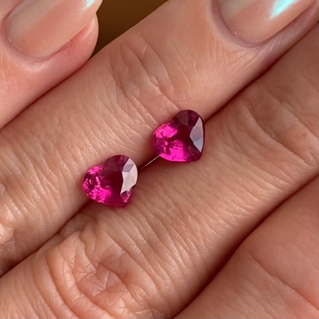These earrings are the most romantic jewelry ever - bright vivid pinkish-red rubies in a frame of yellow gold. They are so bright, so juicy and so nice, that these stud earrings will become your favorite every day jewelry. 
Just imagine how fresh