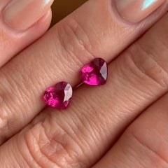 2.2 Carat Vivid Pinkish-Red Rubies 18 Karat Yellow Gold Stud Earrings