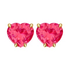 2.2 Carat Vivid Pinkish-Red Rubies 18 Karat Yellow Gold Stud Earrings