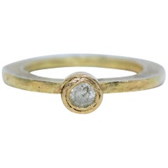 Used .22 Ct Yellow Diamond in Recycled 18K Gold Alternative Engagement Bridal Ring