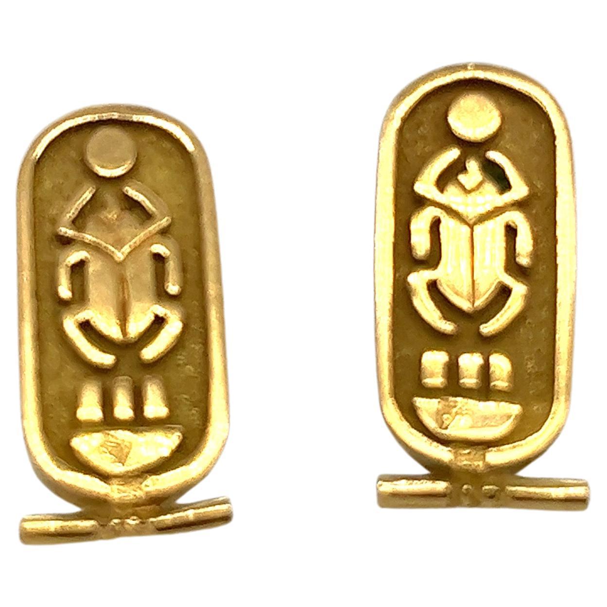 22 Carat Yellow Gold Egyptian Earrings 