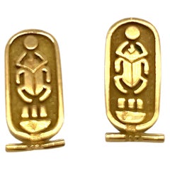 Vintage 22 Carat Yellow Gold Egyptian Earrings 