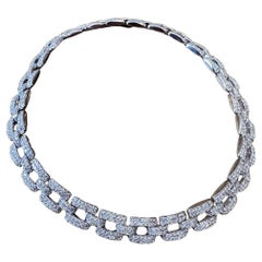 22 Carats Diamond Link Choker Necklace in 18k White Gold 15.25 inches
