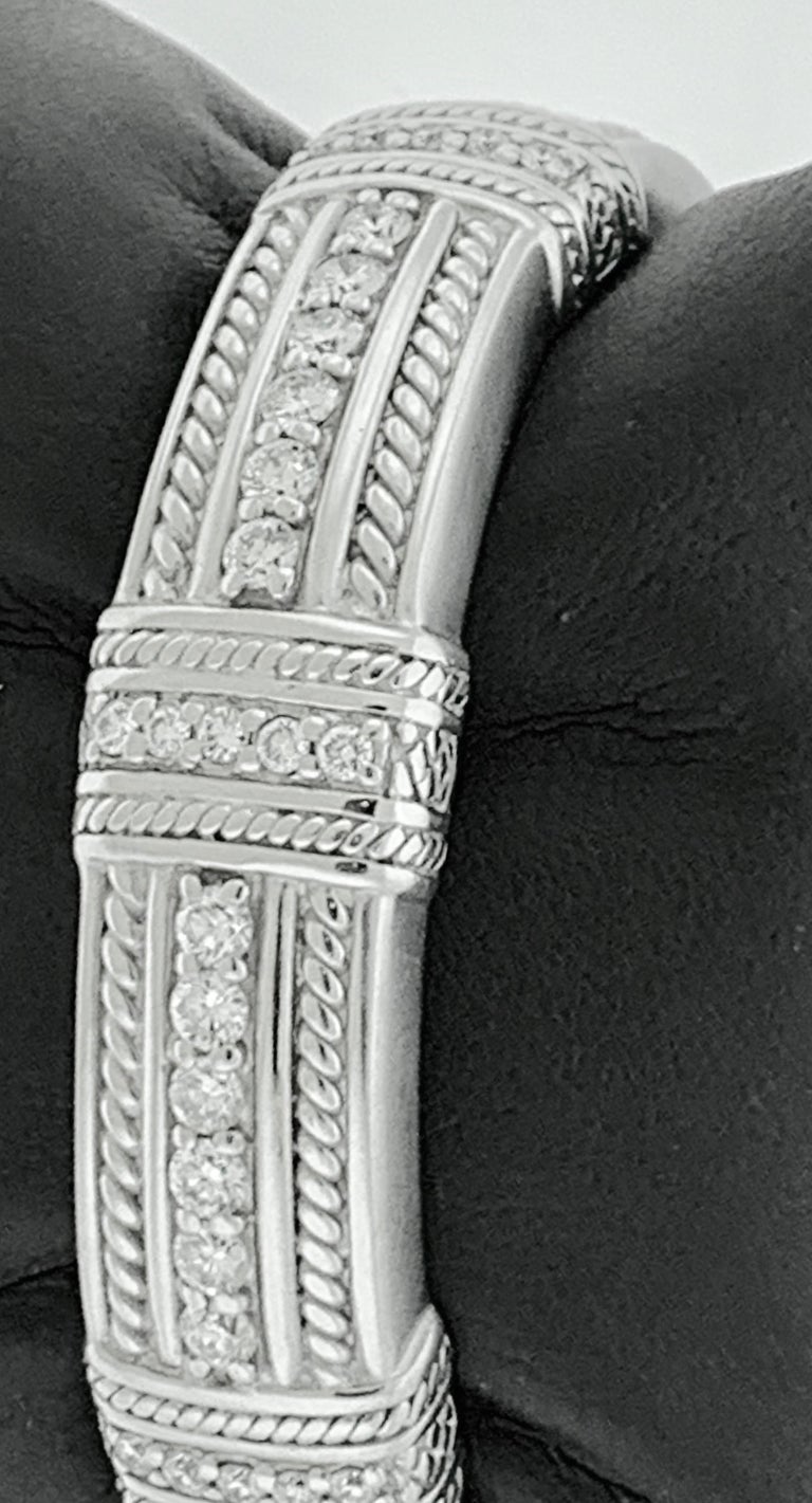 2.2 Carat Diamonds and 83 Gm 18 Karat Gold Cuff Bangle Bracelet Judith Ripca For Sale 5