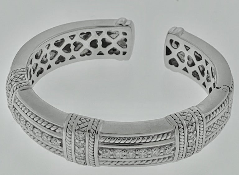 2.2 Carat Diamonds and 83 Gm 18 Karat Gold Cuff Bangle Bracelet Judith Ripca For Sale 1