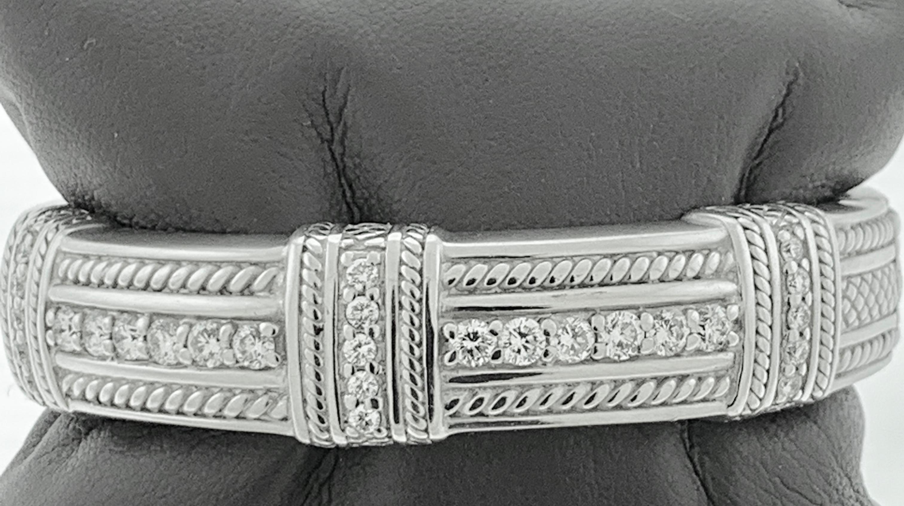 Women's 2.2 Carat Diamonds and 83 Gm 18 Karat Gold Cuff Bangle Bracelet Judith Ripka For Sale