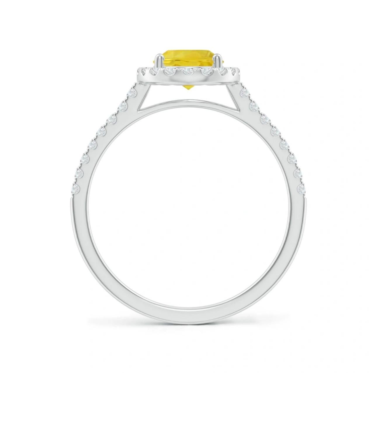 Women's 2.2 Ct Oval Cut Natural Yellow Sapphire &  Diamond Halo Engagement Ring  For Sale
