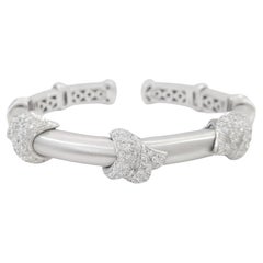 2.2 ct Pave Diamond Cuff Flex Bangle in 18K White Gold