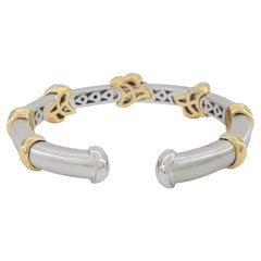 2.2 ct Pave Diamond Cuff Flex Bangle in 18K White & Rose Gold