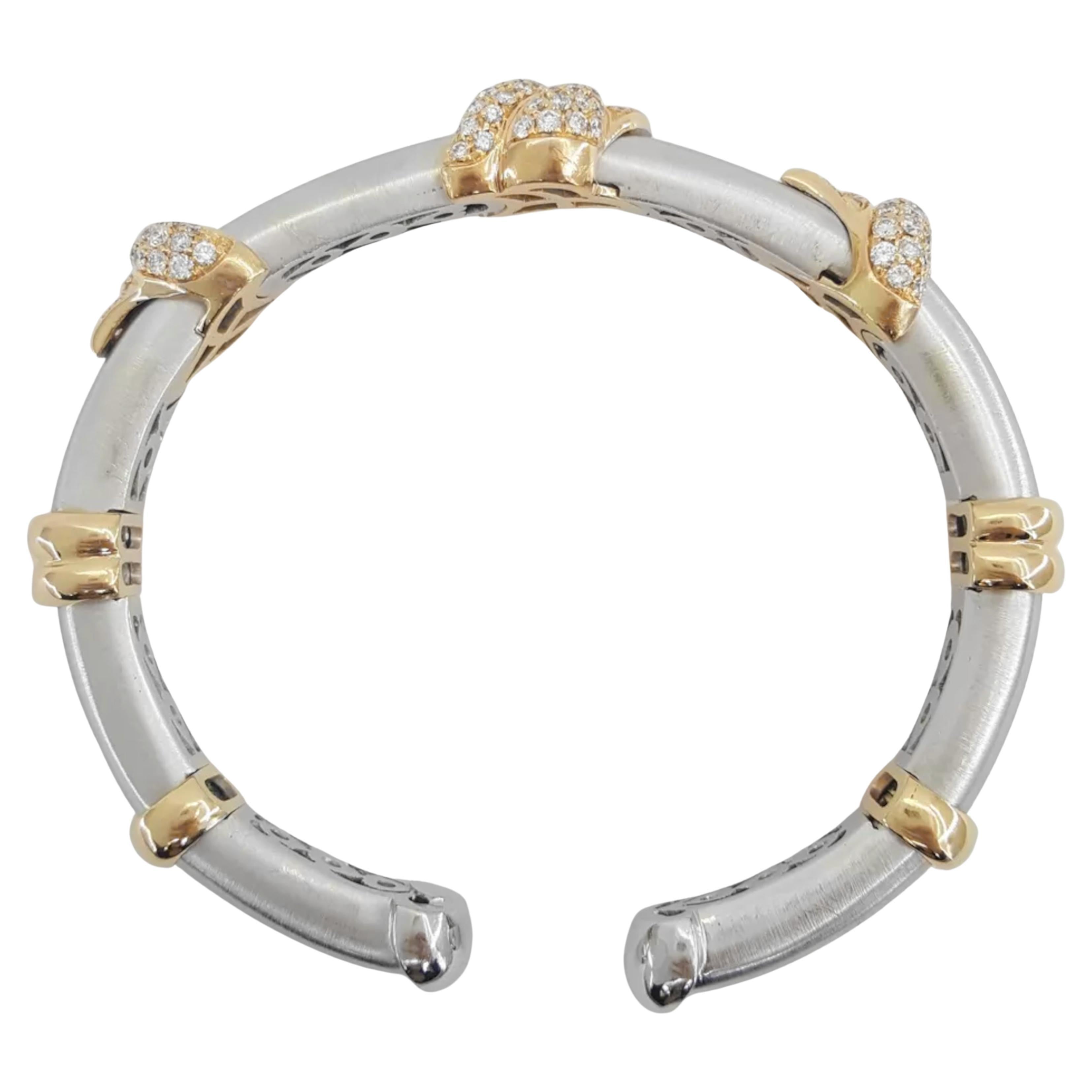 Contemporaneo Bracciale flessibile con diamanti da 2,2 carati in oro bianco e rosa 18K in vendita